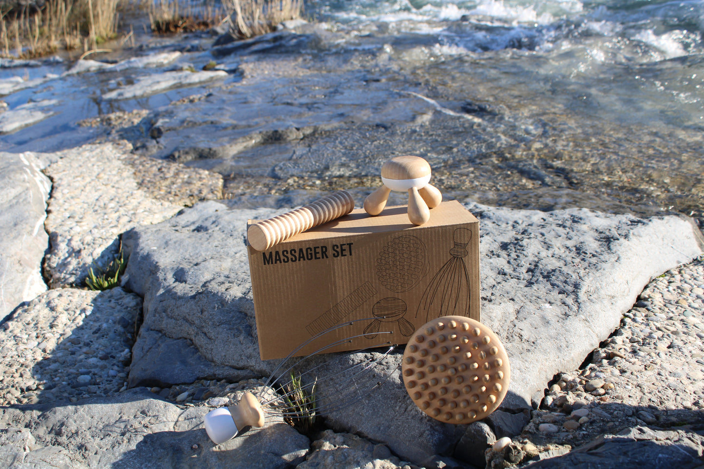 Wooden massage set