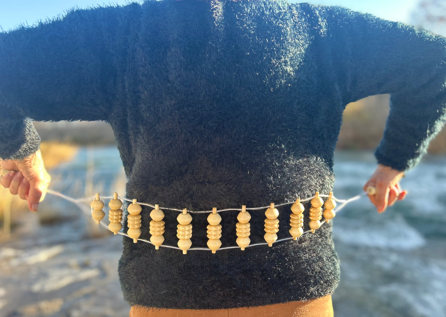 Wooden massage strap